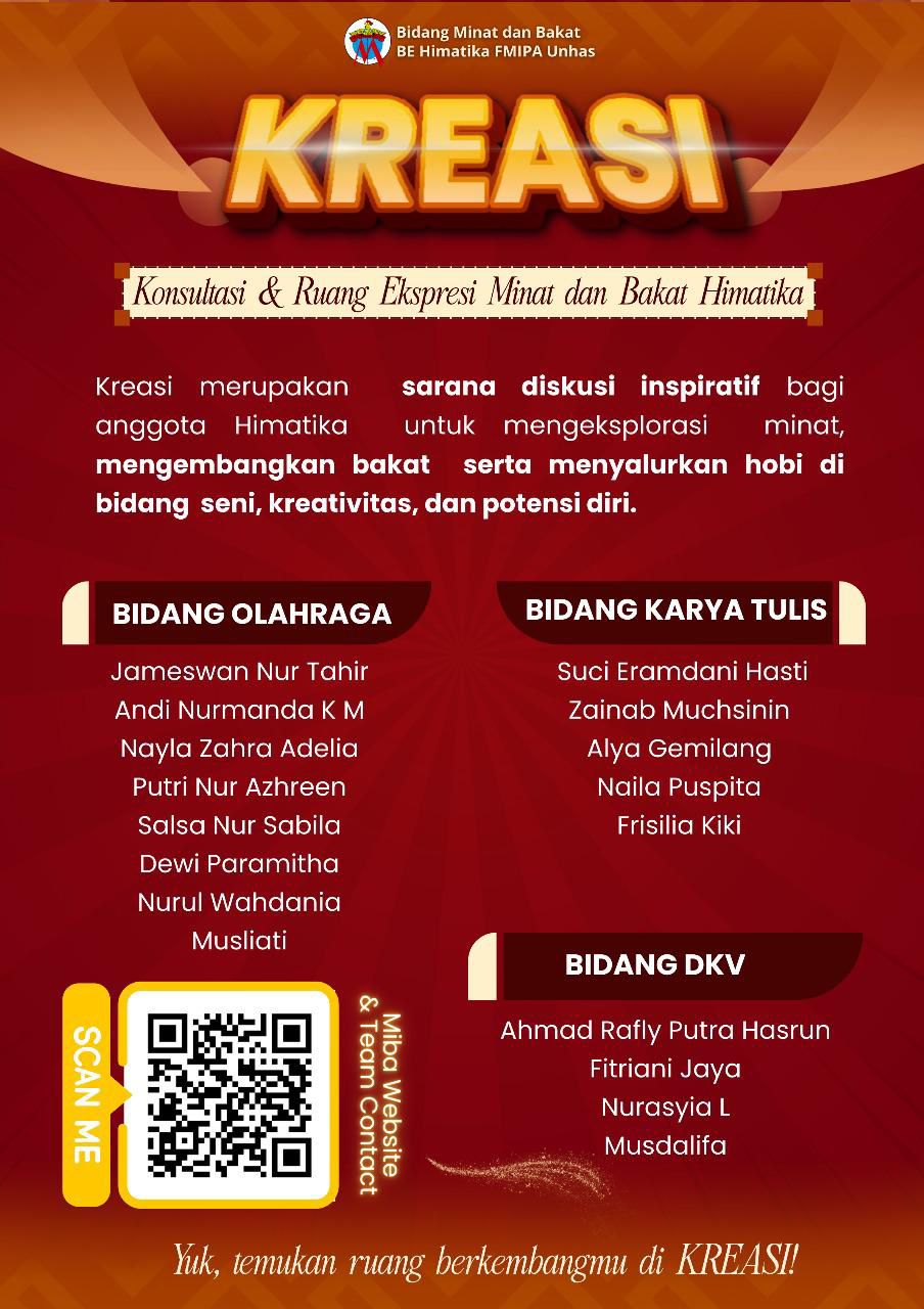 🎨 KREASI (Konsultasi dan Ruang Ekspresi Minat dan Bakat) HIMATIKA FMIPA Unhas